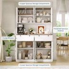 Meuble de rangement haut de cuisine de 180 cm avec station de charge, vaisselier de cuisine de 120 cm de large avec support pour micro-ondes, meuble de rangement pour garde-manger pour salle à manger