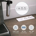 Meuble de rangement haut de cuisine de 180 cm avec station de charge, vaisselier de cuisine de 120 cm de large avec support pour micro-ondes, meuble de rangement pour garde-manger pour salle à manger