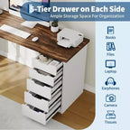 Bureau d'ordinateur de 119,4 cm avec 5 tiroirs, bureau d'ordinateur en bois avec rangement, table d'écriture moderne pour petits espaces, bureau à domicile, chambre à coucher