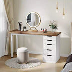 Bureau d'ordinateur de 119,4 cm avec 5 tiroirs, bureau d'ordinateur en bois avec rangement, table d'écriture moderne pour petits espaces, bureau à domicile, chambre à coucher
