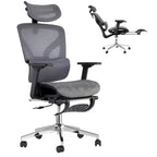 Chaise de bureau ergonomique en maille 3e génération - Accoudoirs réglables 4D, soutien lombaire et repose-pieds, chaise de bureau à dossier haut pour le bureau à domicile (1 paquet)