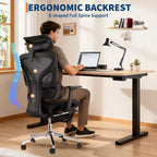 Chaise de bureau ergonomique en maille 3e génération - Accoudoirs réglables 4D, soutien lombaire et repose-pieds, chaise de bureau à dossier haut pour le bureau à domicile (1 paquet)