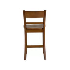 Tabouret de bar hauteur comptoir, bois d'hévéa noyer, dossier à lattes, hauteur d'assise 61 cm