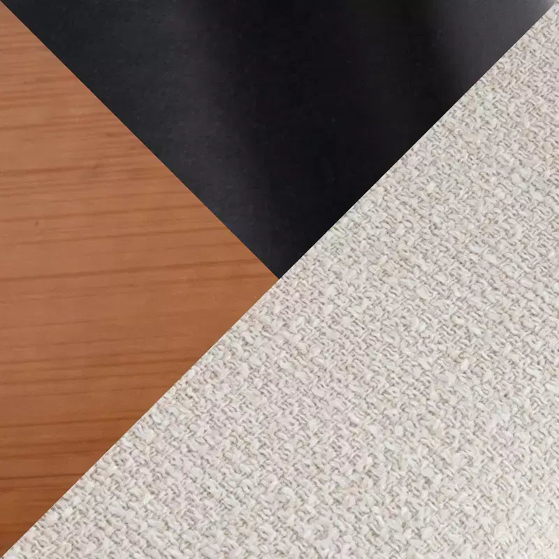 Tabouret de comptoir à hauteur fixe, cadre en bambou noyer, revêtement en tissu crème