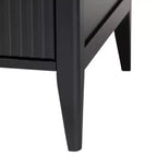 Commode 6 tiroirs cannelée en bois, noire, style Mid-Century
