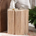 Table d'appoint en herbe tissée, Naturel, Silhouette pétale