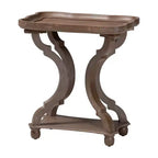 Bout de canapé en bois de style campagnard français, marron antique, plateau avec étagère inférieure