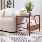Range-revues Noyer, Bois d'hévéa massif, Rangement compact décoratif