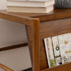 Range-revues Noyer, Bois d'hévéa massif, Rangement compact décoratif