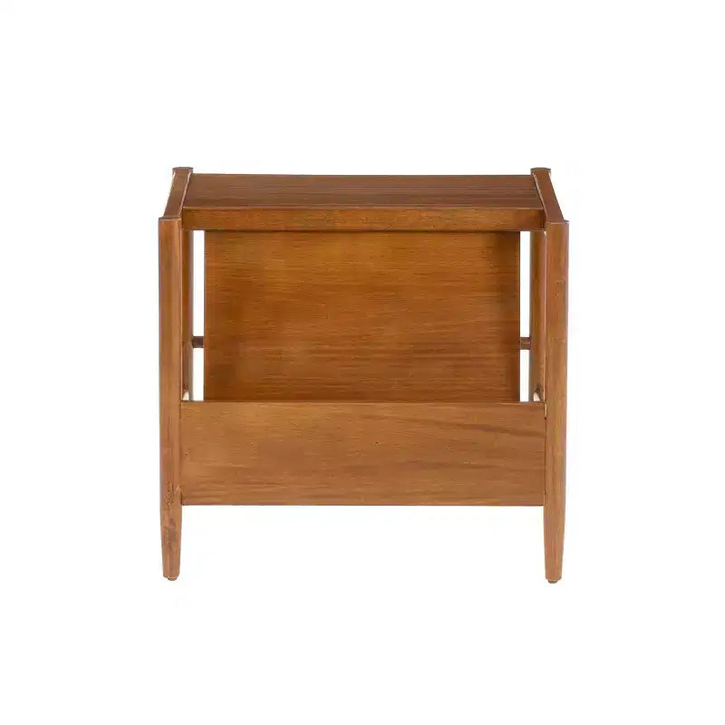 Range-revues Noyer, Bois d'hévéa massif, Rangement compact décoratif