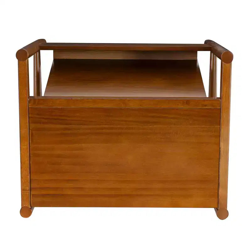 Range-revues Noyer, Bois d'hévéa massif, Rangement compact décoratif