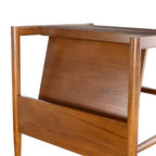 Range-revues Noyer, Bois d'hévéa massif, Rangement compact décoratif