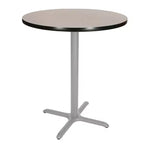 Table de bar ronde 42" avec piètement en X, plateau en stratifié gris