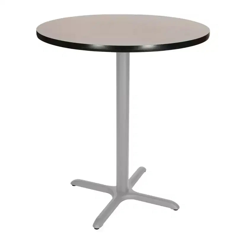 Table de bar ronde 42" avec piètement en X, plateau en stratifié gris