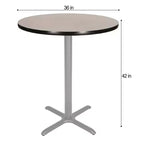 Table de bar ronde 42" avec piètement en X, plateau en stratifié gris