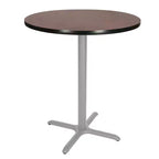 Table de bar ronde 42" avec piètement en X, plateau en stratifié gris