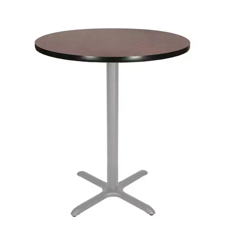 Table de bar ronde 42" avec piètement en X, plateau en stratifié gris