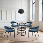 Lot de 2 chaises de salle à manger avec accoudoirs en fer et tissu rembourré
