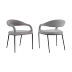Lot de 2 chaises de salle à manger avec accoudoirs en fer et tissu rembourré