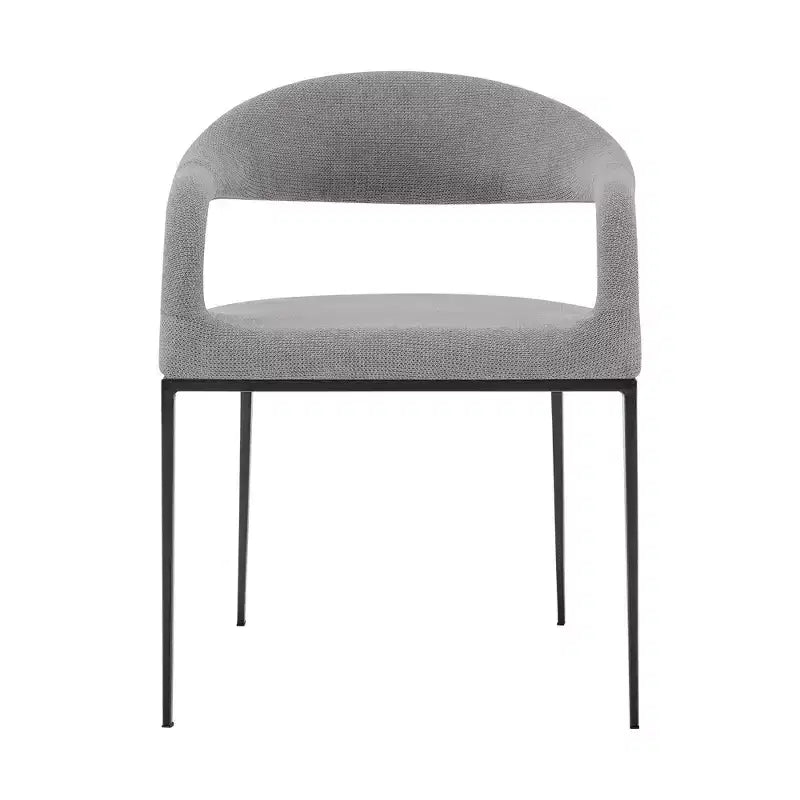 Lot de 2 chaises de salle à manger avec accoudoirs en fer et tissu rembourré