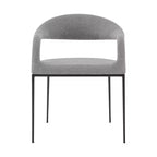 Lot de 2 chaises de salle à manger avec accoudoirs en fer et tissu rembourré
