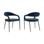 Lot de 2 chaises de salle à manger avec accoudoirs en fer et tissu rembourré