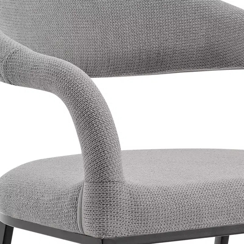 Lot de 2 chaises de salle à manger avec accoudoirs en fer et tissu rembourré