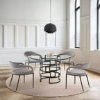 Lot de 2 chaises de salle à manger avec accoudoirs en fer et tissu rembourré