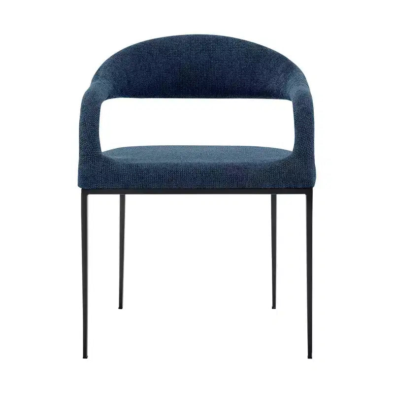 Lot de 2 chaises de salle à manger avec accoudoirs en fer et tissu rembourré