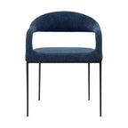 Lot de 2 chaises de salle à manger avec accoudoirs en fer et tissu rembourré