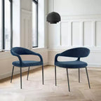 Armen Living Set of 2 Morgan Upholstered with Iron and Fabric Dining Chairs