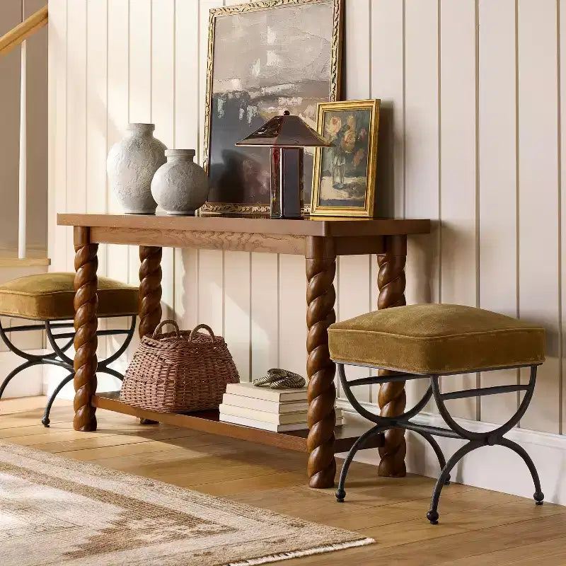 Pouf carré tapissé avec pieds en métal, vert olive, cadre thermolaqué