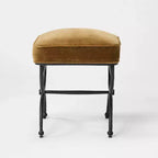 Pouf carré tapissé avec pieds en métal, vert olive, cadre thermolaqué