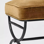 Pouf carré tapissé avec pieds en métal, vert olive, cadre thermolaqué