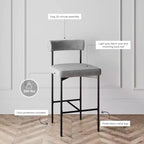 Lot de 4 tabourets de bar hauteur comptoir, revêtement en similicuir, structure en métal