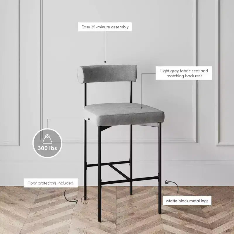 Lot de 4 tabourets de bar hauteur comptoir, revêtement en similicuir, structure en métal