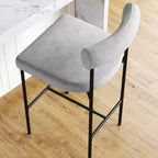Lot de 4 tabourets de bar hauteur comptoir, revêtement en similicuir, structure en métal