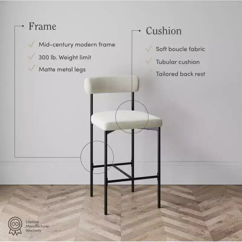Lot de 4 tabourets de bar hauteur comptoir, revêtement en similicuir, structure en métal