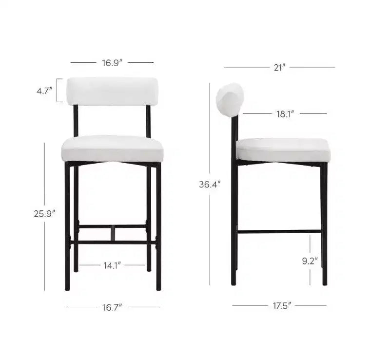 Lot de 4 tabourets de bar hauteur comptoir, revêtement en similicuir, structure en métal