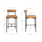 Lot de 4 tabourets de bar hauteur comptoir, revêtement en similicuir, structure en métal