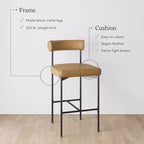 Lot de 4 tabourets de bar hauteur comptoir, revêtement en similicuir, structure en métal