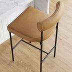 Lot de 4 tabourets de bar hauteur comptoir, revêtement en similicuir, structure en métal