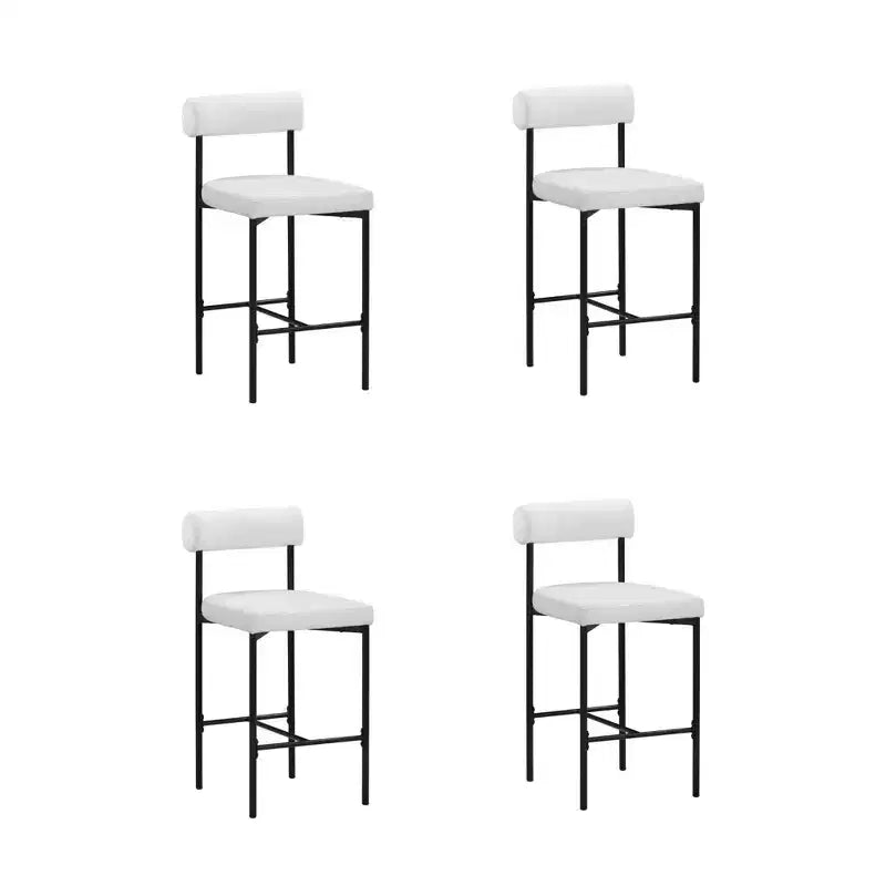 Lot de 4 tabourets de bar hauteur comptoir, revêtement en similicuir, structure en métal